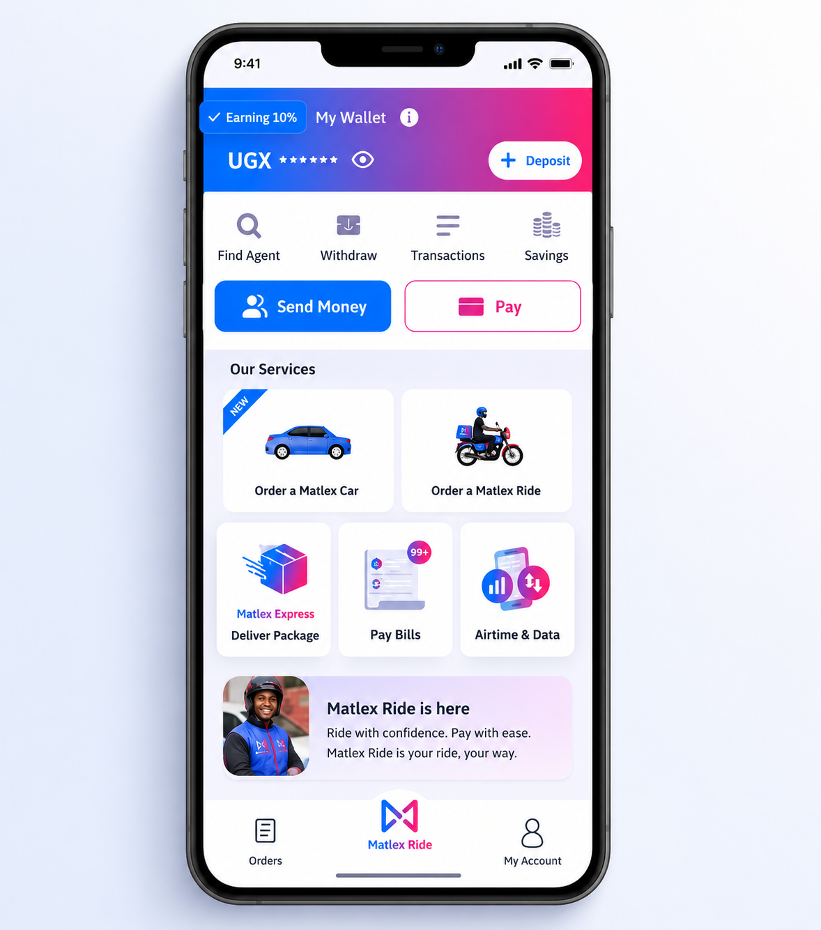 Matlex Ride payment screen
