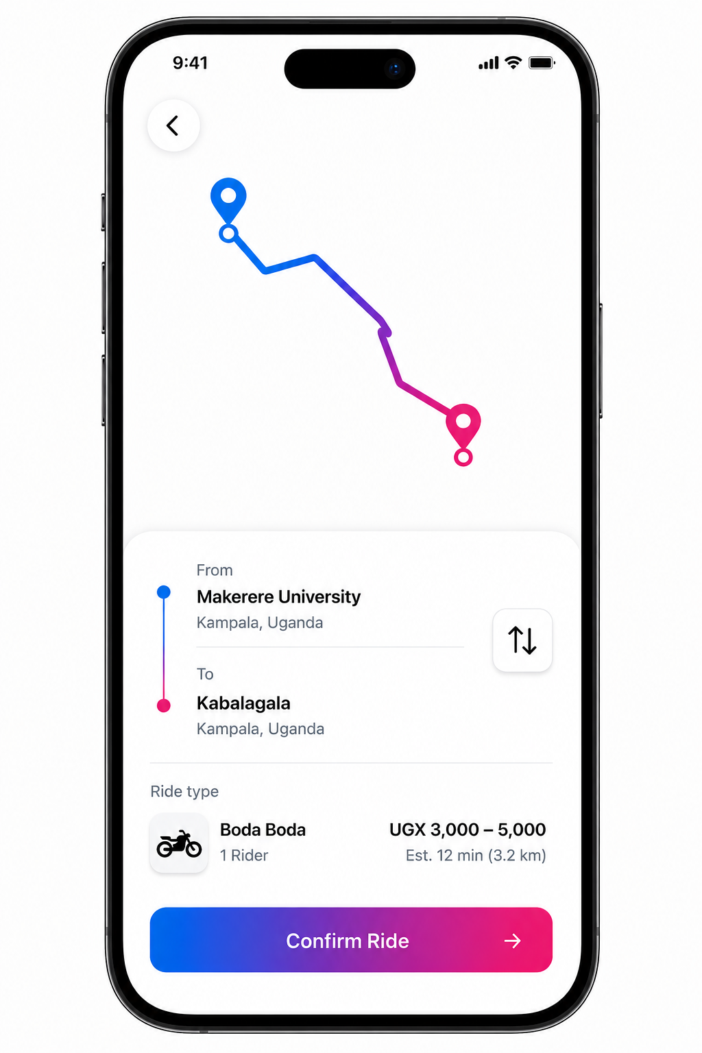 Matlex Ride app on mobile